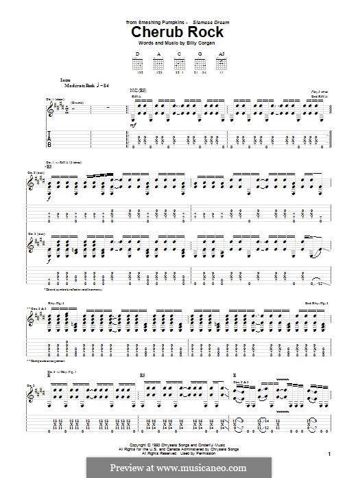 Cherub Rock (Smashing Pumpkins): For guitar with tab by Bob Rock, James Hetfield, Kirk Hammett, Lars Ulrich