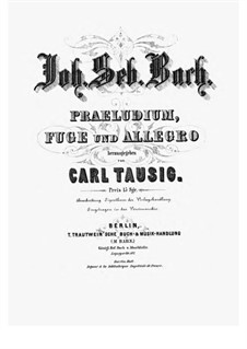 Prelude, Fugue and Allegro, BWV 998: Arrangement for piano by Johann Sebastian Bach