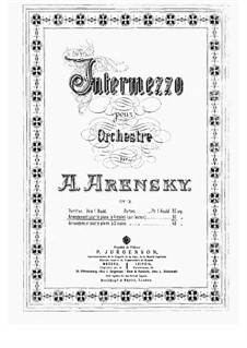 Intermezzo for Orchestra, Op.13: Version for piano four hands by Anton Arensky