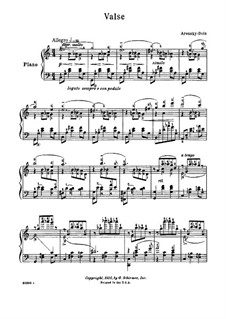 Suite for Two Pianos Four Hands No.1, Op.15: Valse by Anton Arensky