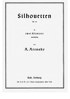 Suite for Two Pianos Four Hands No.2 'Silhouettes', Op.23: First part, second part by Anton Arensky