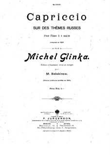 Capriccio on Russian Themes: For piano four hands – parts by Mikhail Glinka