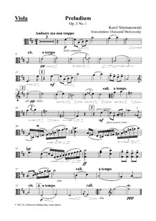 Preludium h-moll: For viola and piano (viola part) by Karol Szymanowski