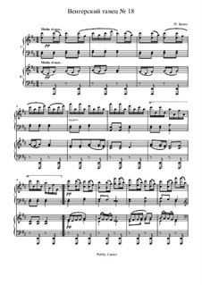 Dance No.18 in D Major: Piano score by Johannes Brahms