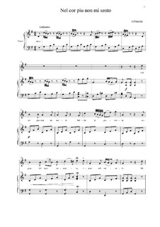 La bella molinara. Nel cor più non mi sento, R 1.76: For voice and piano by Giovanni Paisiello