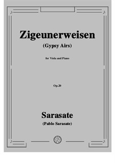 Zigeunerweisen (Gypsy Airs), Op.20: For viola and piano by Pablo de Sarasate