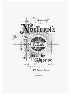 Nocturne for Piano, Op.37: For a single performer by Alexander Glazunov