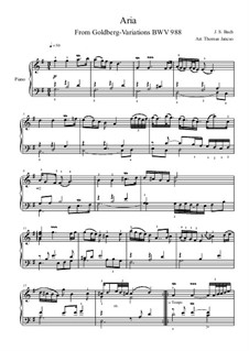 Goldberg Variations, BWV 988: Aria, for piano by Johann Sebastian Bach