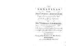 Six Sonatinas for Violin and Piano (or Harpsichord): Complete set by Tommaso Giordani