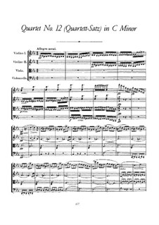String Quartet No.12 in C Minor, D.703: Full score by Franz Schubert
