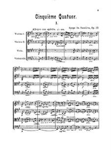 String Quartet No.5 in A Major, Op.13: Full score by Sergei Taneyev