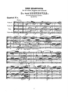 String Quartet No.8 in E Minor 'Rasumowsky-Quartet', Op.59 No.2: Full score by Ludwig van Beethoven
