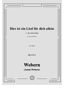 No.1 Dies ist ein Lied fur dich allein: C Major by Anton Webern