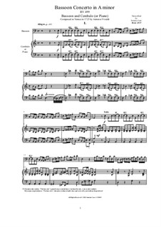 Concerto for Fagotto and Strings in A Minor, RV 499: Version for bassoon and cembalo (or piano) by Antonio Vivaldi