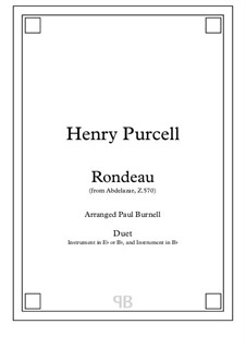 Abdelazer, or The Moor's Revenge, Z.570: Rondo, arranged for duet: instruments in Eb and Bb – score and parts by Henry Purcell