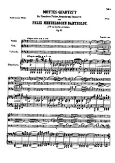 Piano Quartet No.3 in B Minor, Op.3: Full score by Felix Mendelssohn-Bartholdy