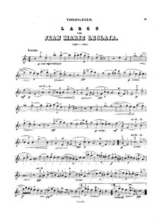 Largo, for Cello and Piano: Solo part by Jean-Marie Leclair