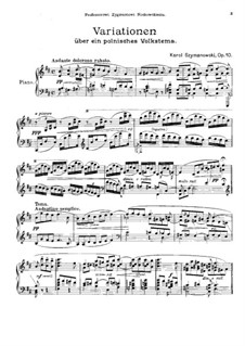 Variations on a Polish Folk Theme, Op.10: For piano by Karol Szymanowski
