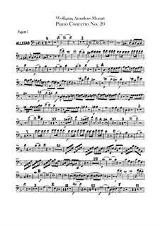 Concerto for Piano and Orchestra No.20 in D Minor, K.466: Bassoons parts by Wolfgang Amadeus Mozart