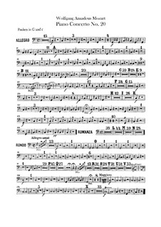 Concerto for Piano and Orchestra No.20 in D Minor, K.466: Timpani part by Wolfgang Amadeus Mozart