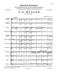 Masonic Funeral Music, K.477: Full score by Wolfgang Amadeus Mozart