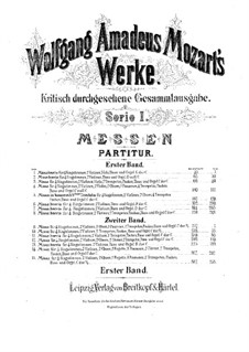 Mass No.1 in G Major (Missa brevis No.1), K.49: Mass No.1 in G Major (Missa brevis No.1) by Wolfgang Amadeus Mozart