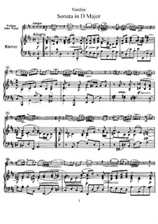 Sonata for Violin and Basso Continuo in D Major: Arrangement for violin and piano by Pietro Nardini