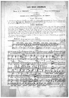 Les deux aveugles (The Two Blind Men): Piano-vocal score by Jacques Offenbach