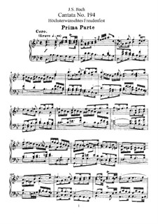 Höchsterwünschtes Freudenfest, BWV 194: Piano-vocal score by Johann Sebastian Bach