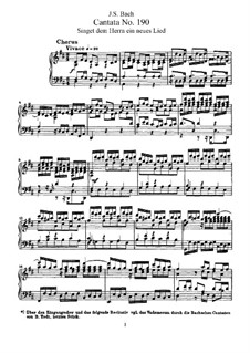 Singet dem Herrn ein neues Lied, BWV 190: Piano-vocal score by Johann Sebastian Bach