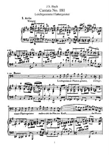 Leichtgesinnte Flattergeister, BWV 181: Piano-vocal score by Johann Sebastian Bach