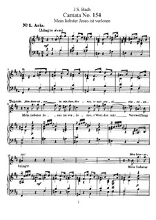 Mein liebster Jesus ist verloren, BWV 154: Piano-vocal score by Johann Sebastian Bach
