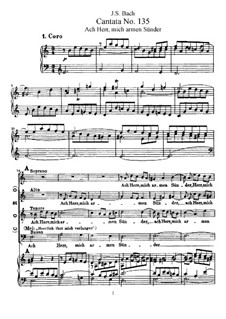 Ach Herr, mich armen Sünder (Ah, Lord, me Poor Sinner), BWV 135: Piano-vocal score by Johann Sebastian Bach