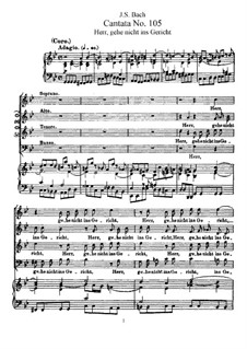 Herr, gehe nicht ins Gericht mit deinem Knecht, BWV 105: Piano-vocal score by Johann Sebastian Bach