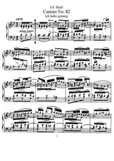 Ich habe genug, BWV 82: Piano-vocal score by Johann Sebastian Bach