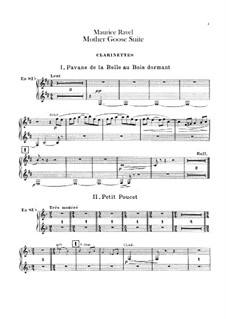 Ma mère l'oye (Mother Goose). Suite, M.60: For orchestra – clarinets part by Maurice Ravel
