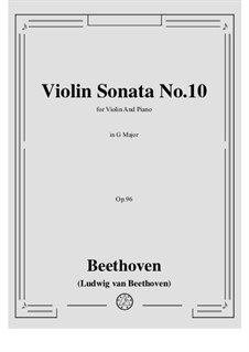Sonata for Violin and Piano No.10, Op.96: Score, solo part by Ludwig van Beethoven