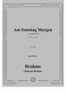 No.1 On Sunday Morning: Piano-vocal score by Johannes Brahms