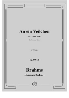 No.2 To a Violet: For voice and piano by Johannes Brahms