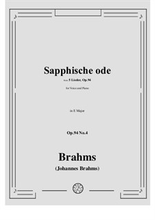 Five Songs, Op.94: No.4 Sapphic Ode by Johannes Brahms