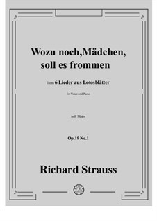 No.1 Wozu noch, Mädchen, soll es frommen: For voice and piano by Richard Strauss