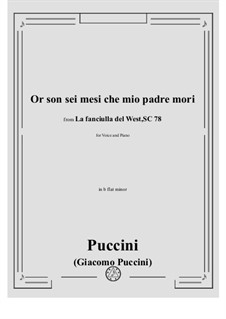 La fanciulla del West (The Girl of the West): Or son sei mesi che mio padre mori by Giacomo Puccini