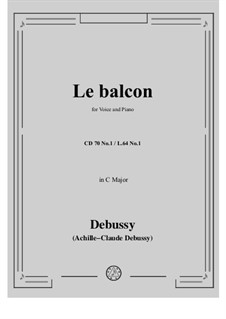 Five Poemes by Baudelaire, L.64: No.1 Le balcon by Claude Debussy