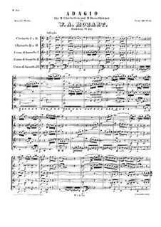 Adagio for Clarinets and Basset Horns in F Major, K.411: Adagio for Clarinets and Basset Horns in F Major by Wolfgang Amadeus Mozart