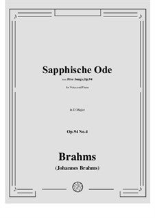 Five Songs, Op.94: No.4 Sapphic Ode by Johannes Brahms