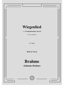 Children's Folk Songs, WoO 31: No.11 Wiegenlied (Schlaf, Kindlein schlaf! Der Vater hut die Schaf) by Johannes Brahms