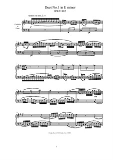 Clavier-Übung (Part III). Four Duets, BWV 802–805: Arrangement for piano by Johann Sebastian Bach