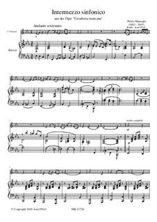 Cavaleria rusticana: Intermezzo, for trumpet and piano by Pietro Mascagni