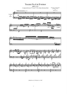 Toccata in D Minor, BWV 913: For harpsichord (or piano) by Johann Sebastian Bach