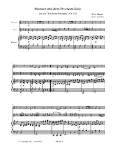 Serenade for Orchestra No.9 in D Major 'Posthorn', K.320: Minuet, for horn, violin and piano by Wolfgang Amadeus Mozart